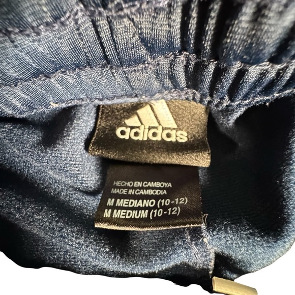 Adidas Youth Medium 10-12 Track Pants Blue White Stripe Logo Athletic Joggers - Picture 4 of 10